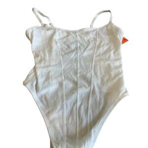 Colsie Women's White Corset Front Bodysuit - Size Medium - NWT
